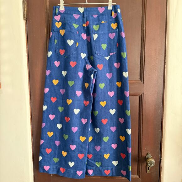 DANGERFIELD | Skipped a Beat Multicolor Heart Print Wide Leg Jeans | Size 8 - Picture 3 of 7